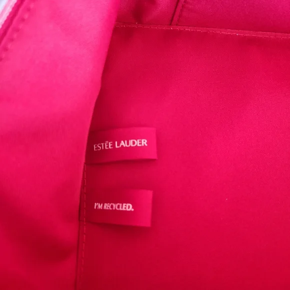 NWOT Estee Lauder Red Bow Velvet Makeup Bag - Picture 3 of 6